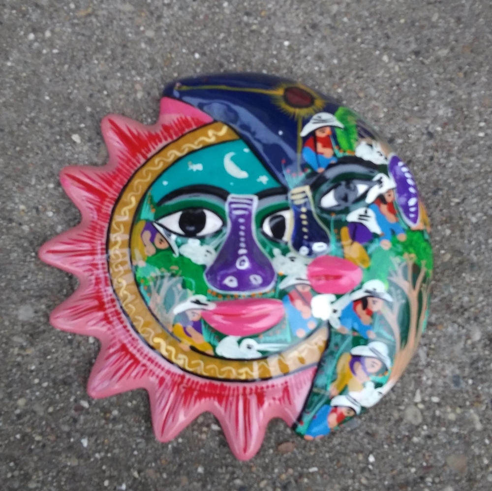 Mexican Sun and Moon Talavera Wall Decor/ Mask